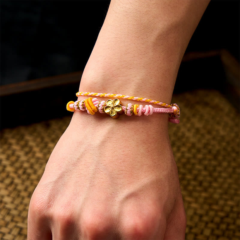 Buddha Stones Bracelet ajustable à double tour en corde tressée avec nœud floral - image 10