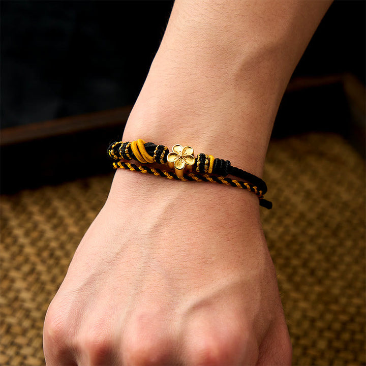 Buddha Stones Bracelet ajustable à double tour en corde tressée avec nœud floral - image 16