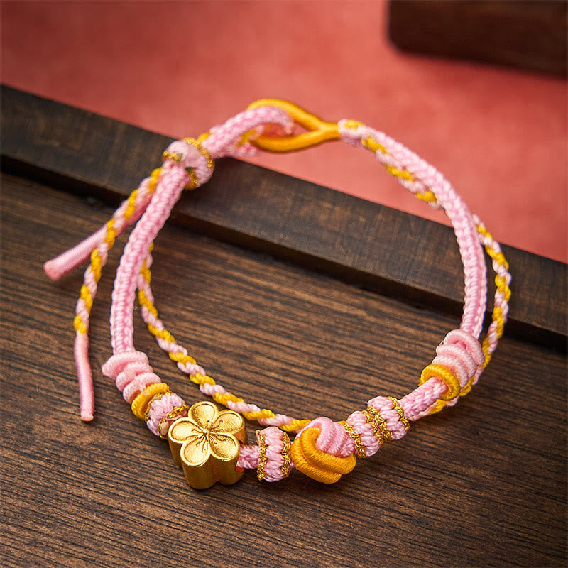 Buddha Stones Bracelet ajustable à double tour en corde tressée avec nœud floral - image 6