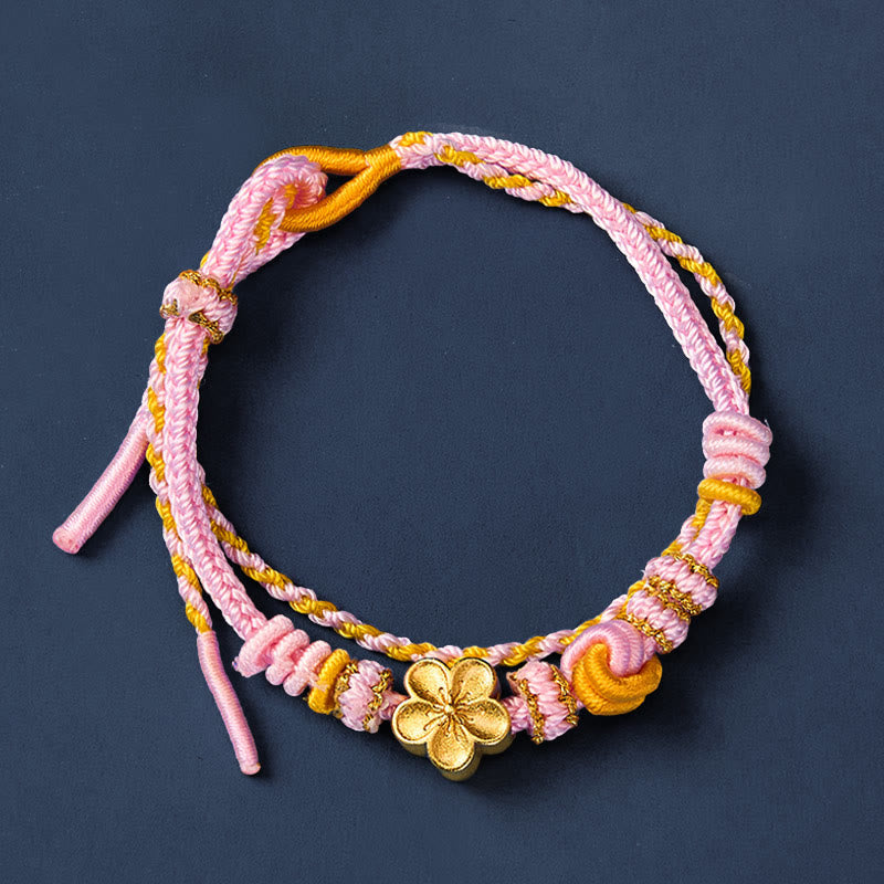Buddha Stones Bracelet ajustable à double tour en corde tressée avec nœud floral - image 8
