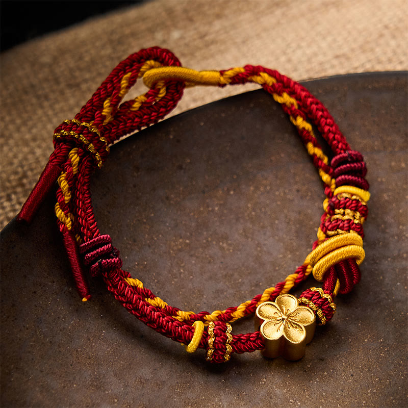 Buddha Stones Bracelet ajustable à double tour en corde tressée avec nœud floral - image 2