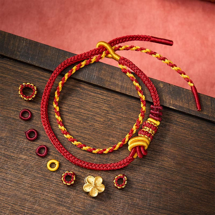Buddha Stones Bracelet ajustable à double tour en corde tressée avec nœud floral - image 4