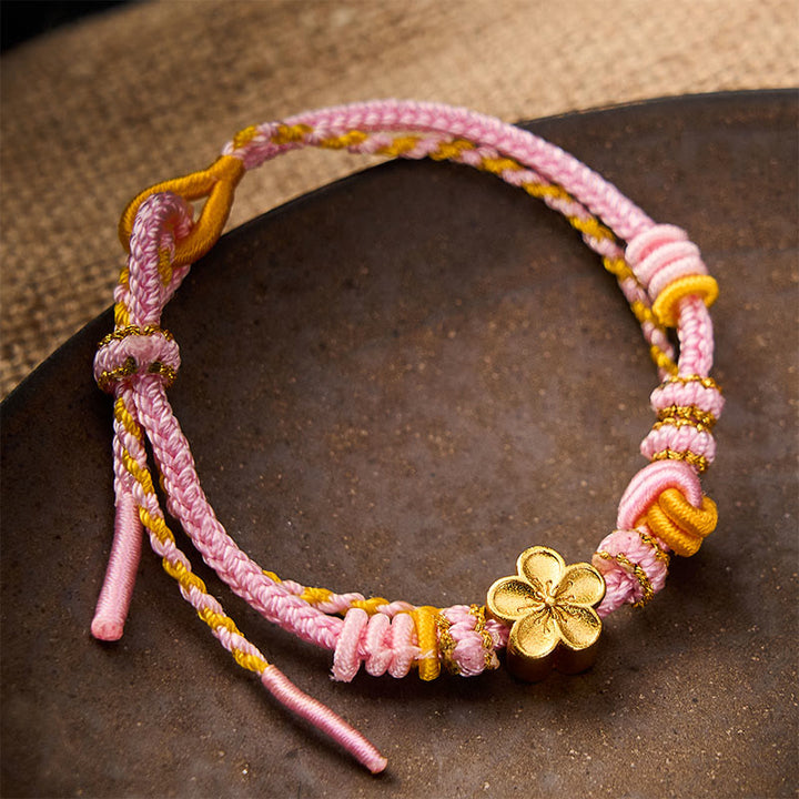 Buddha Stones Bracelet ajustable à double tour en corde tressée avec nœud floral - image 7