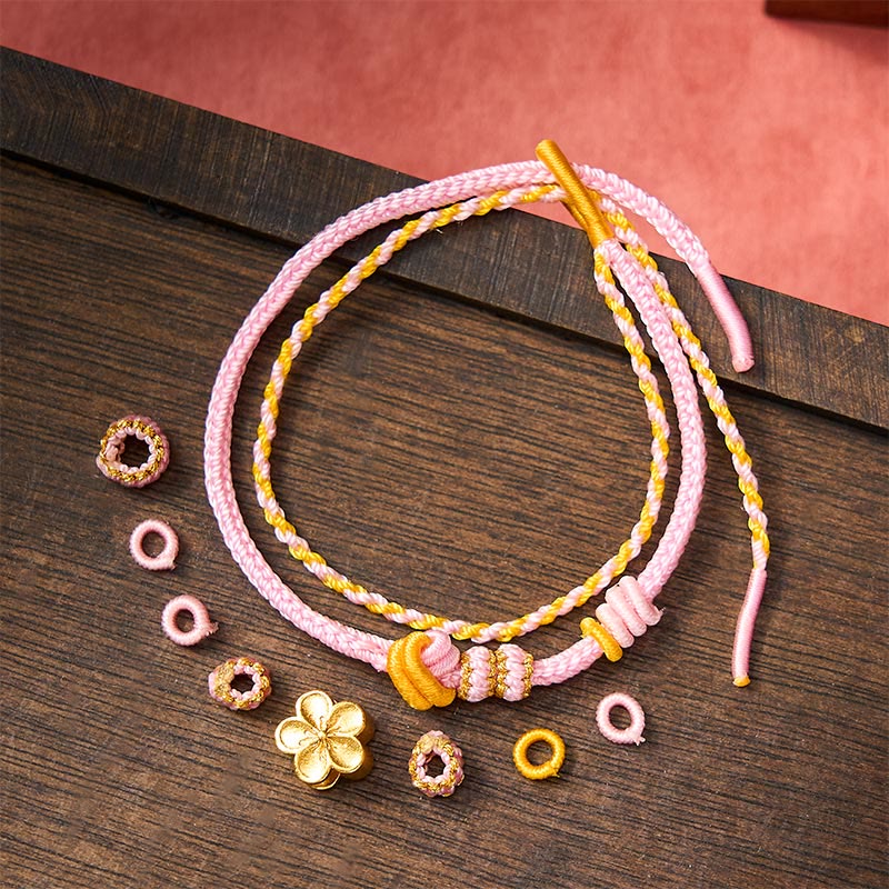 Buddha Stones Bracelet ajustable à double tour en corde tressée avec nœud floral - image 9