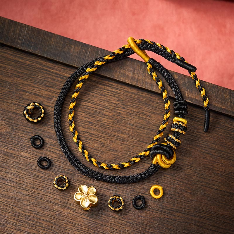 Buddha Stones Bracelet ajustable à double tour en corde tressée avec nœud floral - image 15