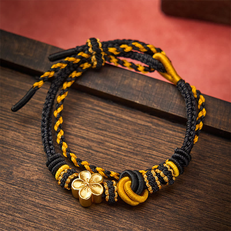 Buddha Stones Bracelet ajustable à double tour en corde tressée avec nœud floral - image 12