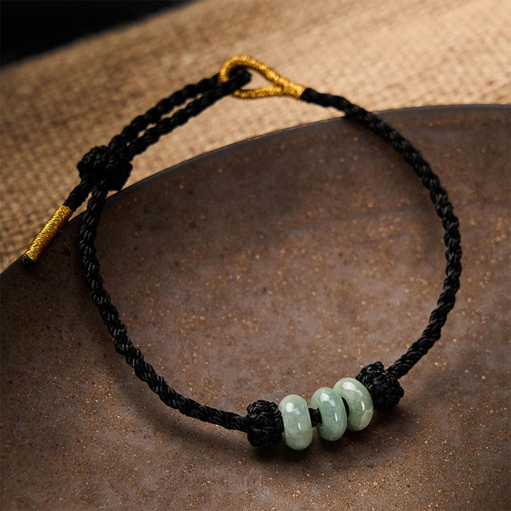 Buddha Stones Bracelet de protection ajustable fait main, tressé à la main avec un cordon rouge et des perles de jade de 3 mm. - image 18