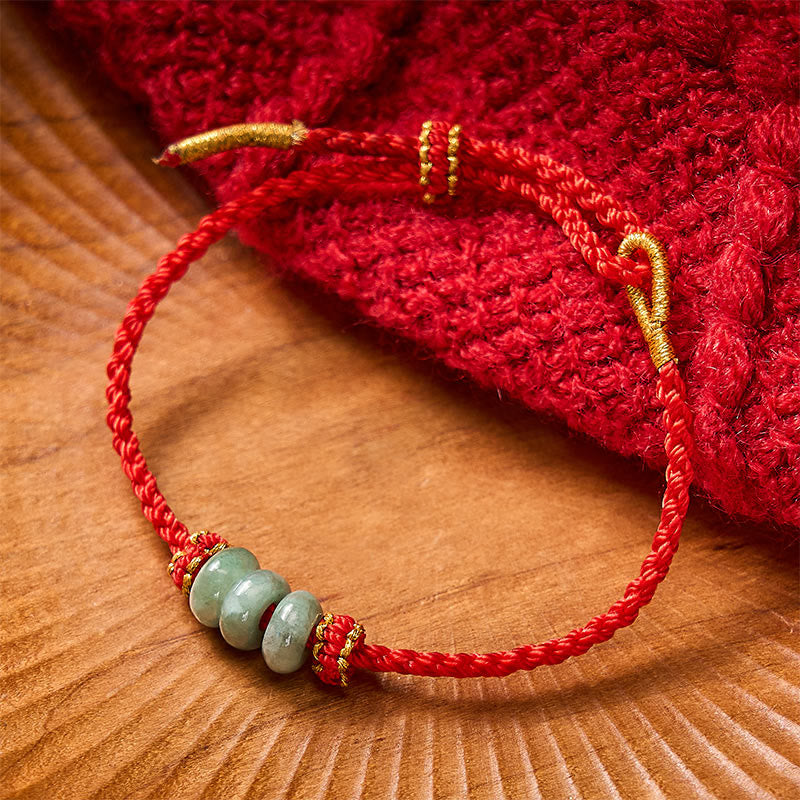 Buddha Stones Bracelet de protection ajustable fait main, tressé à la main avec un cordon rouge et des perles de jade de 3 mm. - image 12