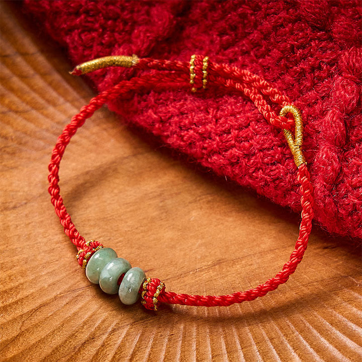 Buddha Stones Bracelet de protection ajustable fait main, tressé à la main avec un cordon rouge et des perles de jade de 3 mm. - image 12