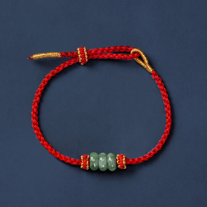 Buddha Stones Bracelet de protection ajustable fait main, tressé à la main avec un cordon rouge et des perles de jade de 3 mm. - image 13