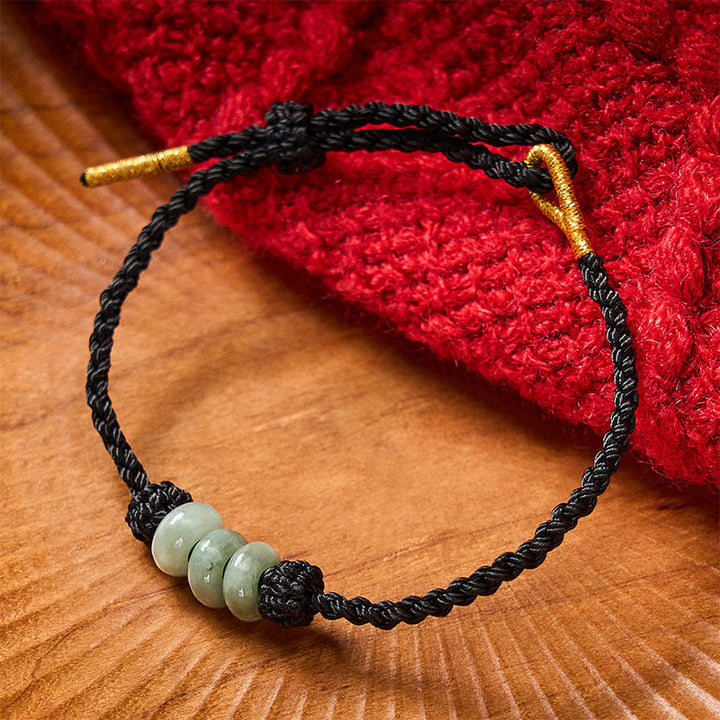 Buddha Stones Bracelet de protection ajustable fait main, tressé à la main avec un cordon rouge et des perles de jade de 3 mm. - image 19