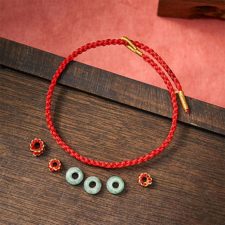 Buddha Stones Bracelet de protection ajustable fait main, tressé à la main avec un cordon rouge et des perles de jade de 3 mm. - image 14