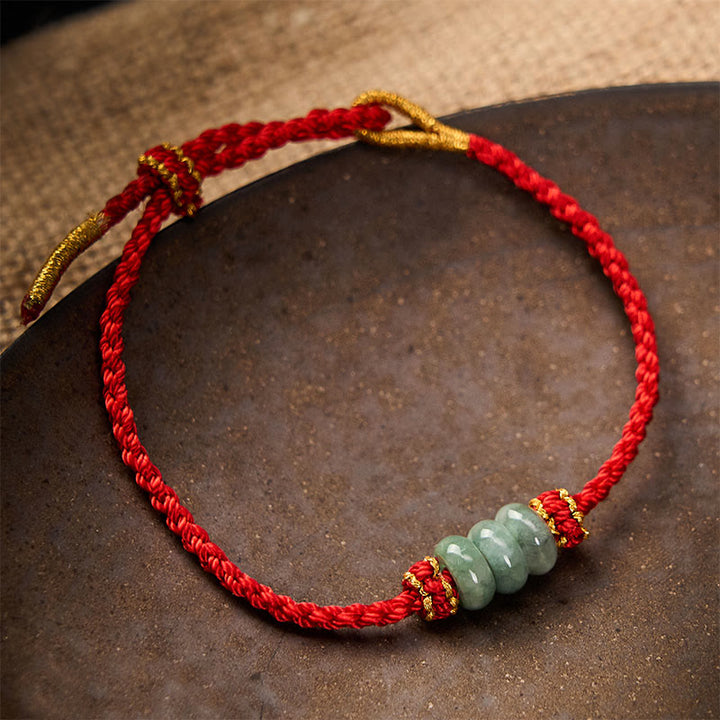Buddha Stones Bracelet de protection ajustable fait main, tressé à la main avec un cordon rouge et des perles de jade de 3 mm. - image 11