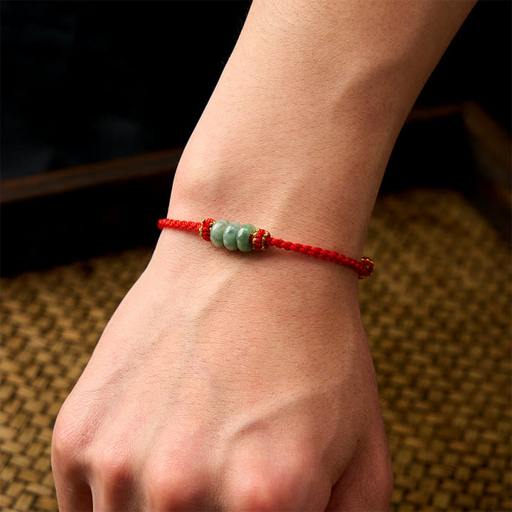 Buddha Stones Bracelet de protection ajustable fait main, tressé à la main avec un cordon rouge et des perles de jade de 3 mm. - image 15