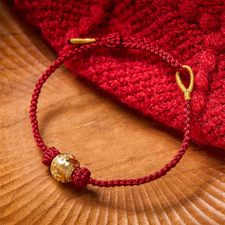 Buddha Stones Bracelet ajustable à faire soi-même en fil rouge tissé à la main, symbole de force Om Mani Padme Hum - image 2