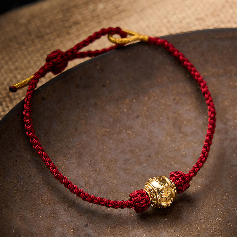 Buddha Stones Bracelet ajustable à faire soi-même en fil rouge tissé à la main, symbole de force Om Mani Padme Hum - image 1