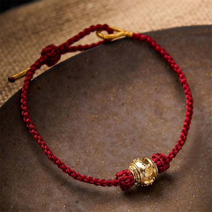 Buddha Stones Bracelet ajustable à faire soi-même en fil rouge tissé à la main, symbole de force Om Mani Padme Hum - image 1