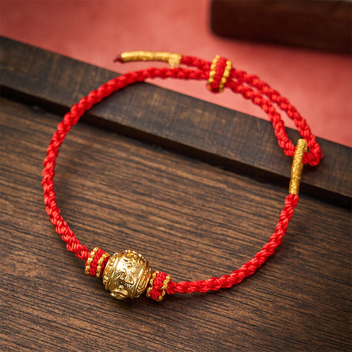 Buddha Stones Bracelet ajustable à faire soi-même en fil rouge tissé à la main, symbole de force Om Mani Padme Hum - Rouge (Tour de poignet 15-20 cm) - image 10