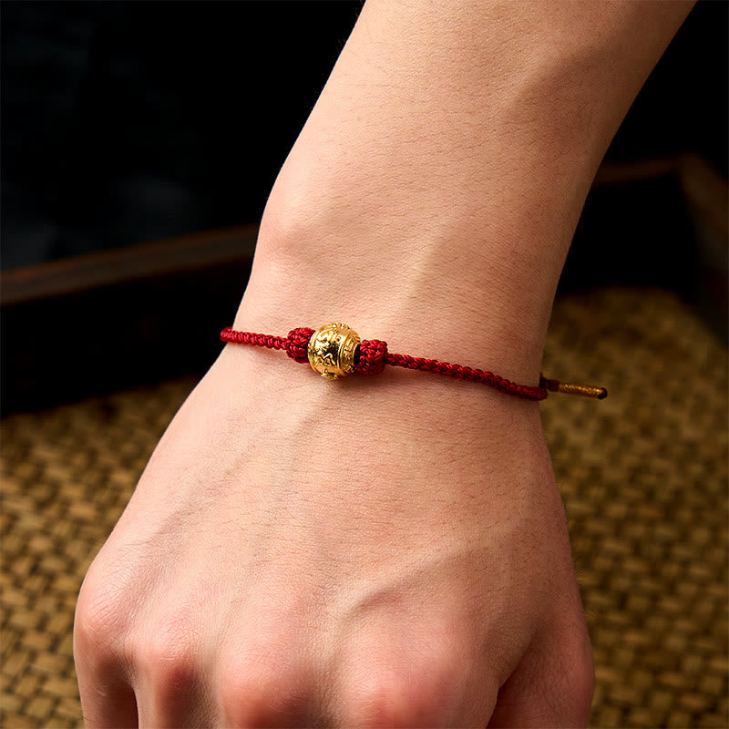 Buddha Stones Bracelet ajustable à faire soi-même en fil rouge tissé à la main, symbole de force Om Mani Padme Hum - image 4