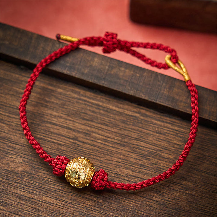 Buddha Stones Bracelet ajustable à faire soi-même en fil rouge tissé à la main, symbole de force Om Mani Padme Hum - Rouge foncé (tour de poignet 15-20 cm) - image 0