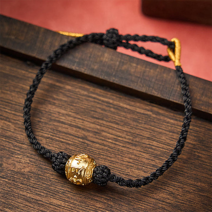 Buddha Stones Bracelet ajustable à faire soi-même en fil rouge tissé à la main, symbole de force Om Mani Padme Hum - Noir (Tour de poignet 15-20 cm) - image 16