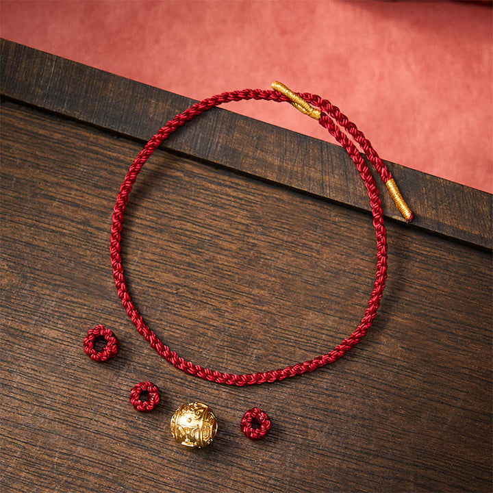 Buddha Stones Bracelet ajustable à faire soi-même en fil rouge tissé à la main, symbole de force Om Mani Padme Hum - image 3