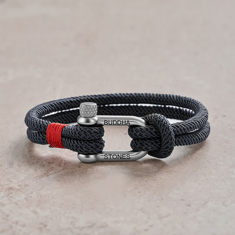 Buddha Stones Bracelet de stimulation à maillons en acier titane - Corde gris foncé, boucle argentée - Tour de poignet : 7,9–8,2 pouces (20–21 cm) - image 9