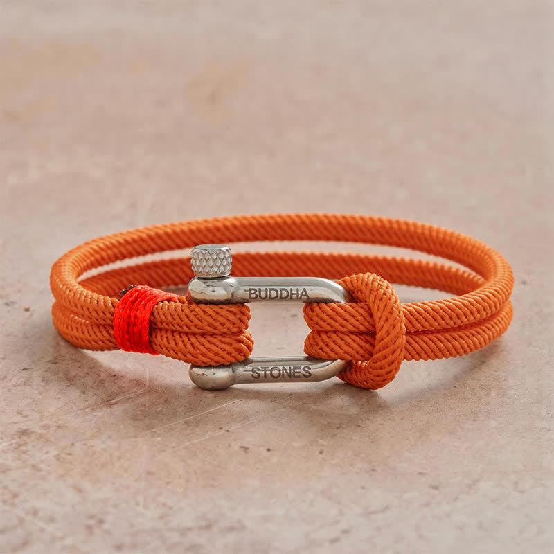 Buddha Stones Bracelet de stimulation à maillons en acier titane - Corde orange, boucle argentée - Tour de poignet : 7,9–8,2 pouces (20–21 cm) - image 17