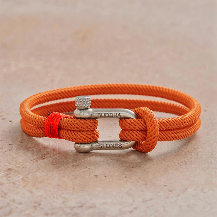 Buddha Stones Bracelet de stimulation à maillons en acier titane - Corde orange, boucle argentée - Tour de poignet : 7,9–8,2 pouces (20–21 cm) - image 17