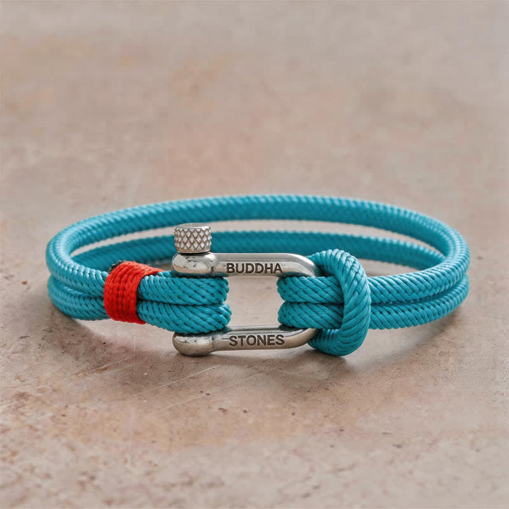Buddha Stones Bracelet de stimulation à maillons en acier titane - Cordon bleu clair, boucle argentée - Tour de poignet : 7,9–8,2 pouces (20–21 cm) - image 18