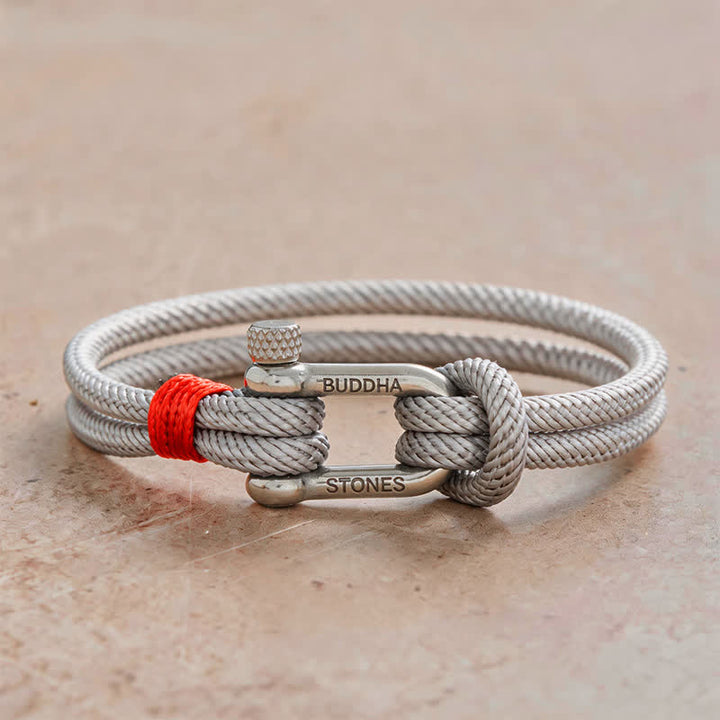 Buddha Stones Bracelet de stimulation à maillons en acier titane - Corde grise, boucle argentée - Tour de poignet : 7,9–8,2 pouces (20–21 cm) - image 8