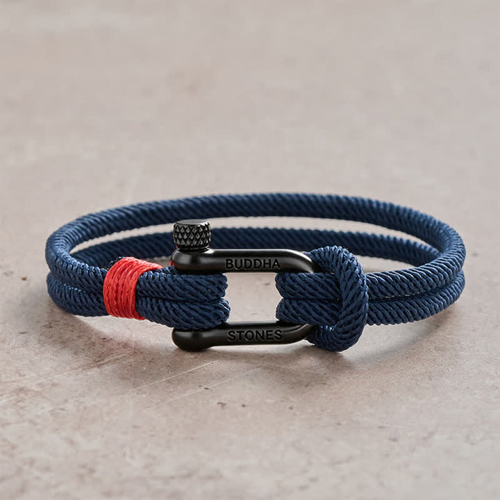 Buddha Stones Bracelet de stimulation à maillons en acier titane - Corde bleue, boucle noire - Tour de poignet : 7,9–8,2 pouces (20–21 cm) - image 14