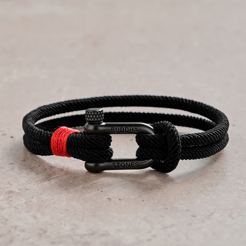 Buddha Stones Bracelet de stimulation à maillons en acier titane - Corde noire, boucle noire - Tour de poignet : 7,9–8,2 pouces (20–21 cm) - image 15