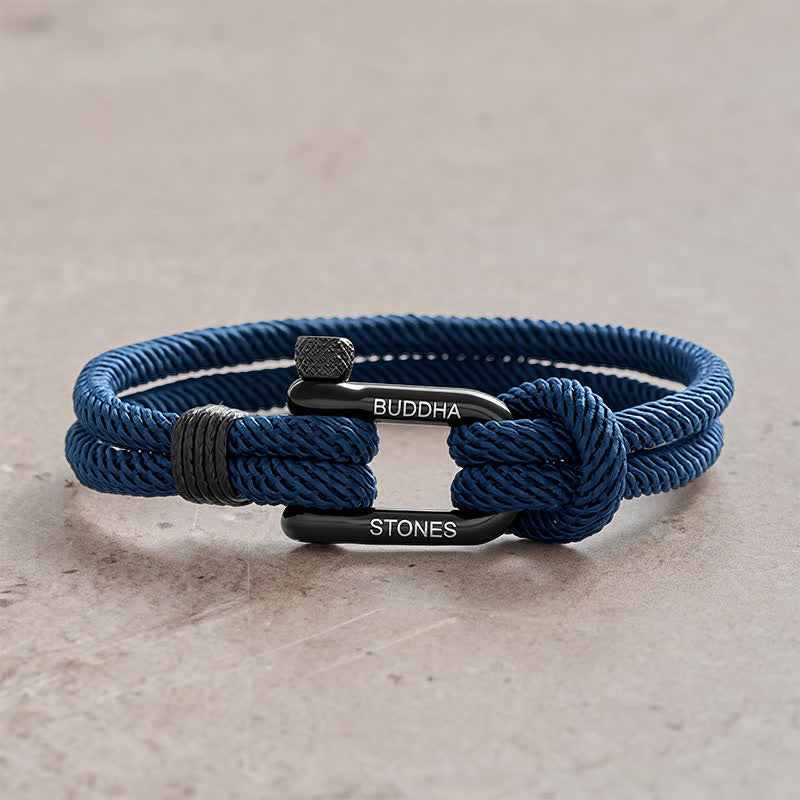 Buddha Stones Bracelet renforcé en acier titane avec anse en corde - Corde bleue, boucle noire - Tour de poignet : 7,9–8,2 pouces (20–21 cm) - image 0