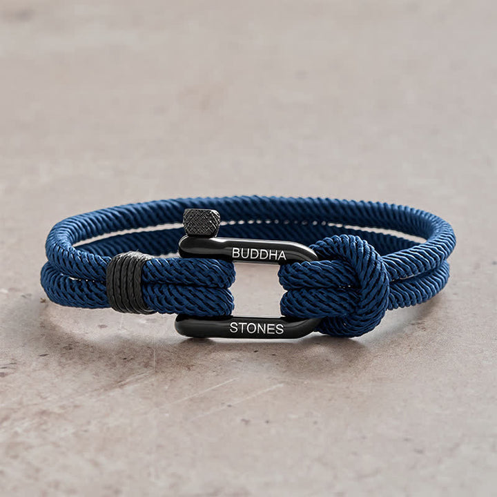 Buddha Stones Bracelet renforcé en acier titane avec anse en corde - Corde bleue, boucle noire - Tour de poignet : 7,9–8,2 pouces (20–21 cm) - image 0