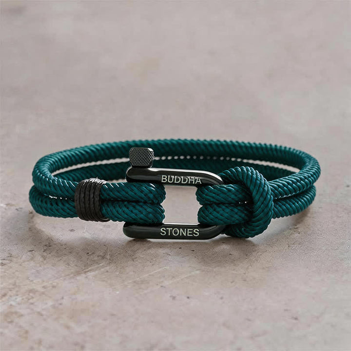 Buddha Stones Bracelet renforcé en acier titane avec anse en corde - Corde verte, boucle noire - Tour de poignet : 7,9–8,2 pouces (20–21 cm) - image 11