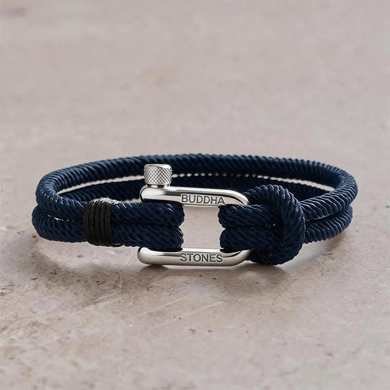 Buddha Stones Bracelet renforcé en acier titane avec anse en corde - Corde bleue, boucle argentée - Tour de poignet : 7,9–8,2 pouces (20–21 cm) - image 14