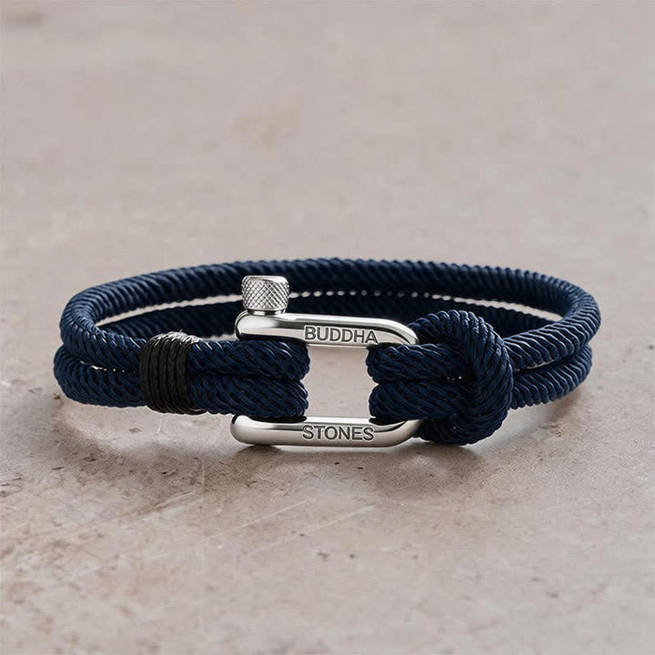 Buddha Stones Bracelet renforcé en acier titane avec anse en corde - Corde bleue, boucle argentée - Tour de poignet : 7,9–8,2 pouces (20–21 cm) - image 14