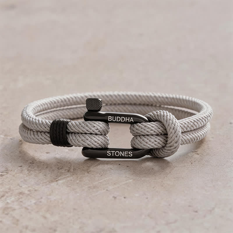 Buddha Stones Bracelet renforcé en acier titane avec anse en corde - Corde grise, boucle noire - Tour de poignet : 7,9–8,2 pouces (20–21 cm) - image 10