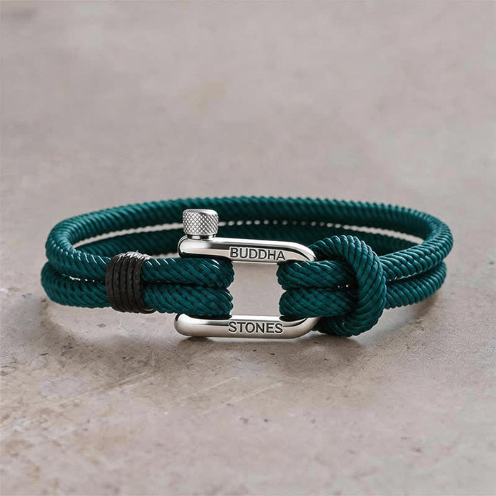 Buddha Stones Bracelet renforcé en acier titane avec anse en corde - Corde verte, boucle argentée - Tour de poignet : 7,9–8,2 pouces (20–21 cm) - image 18