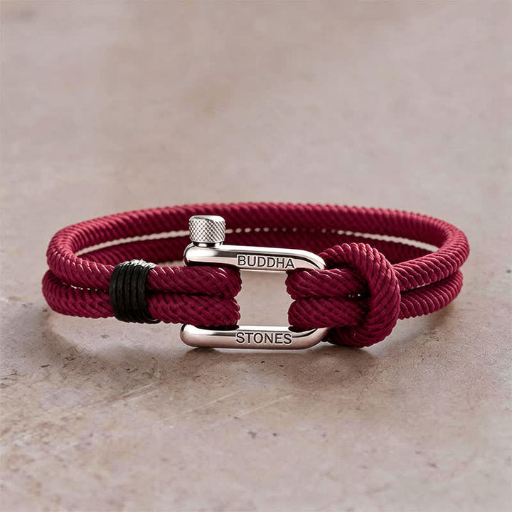 Buddha Stones Bracelet renforcé en acier titane avec anse en corde - Corde rouge, boucle argentée - Tour de poignet : 7,9–8,2 pouces (20–21 cm) - image 15