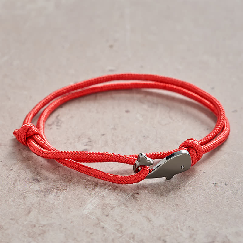 Buddha Stones Bracelet de connexion baleine en corde tressée double enroulement - image 1