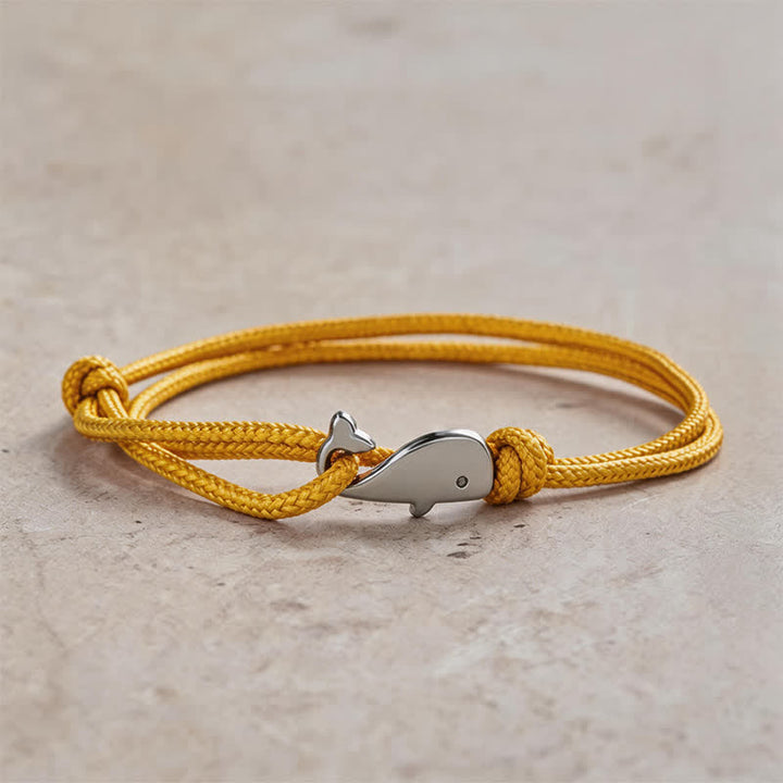 Buddha Stones Bracelet de connexion baleine en corde tressée double enroulement - Jaune - image 7