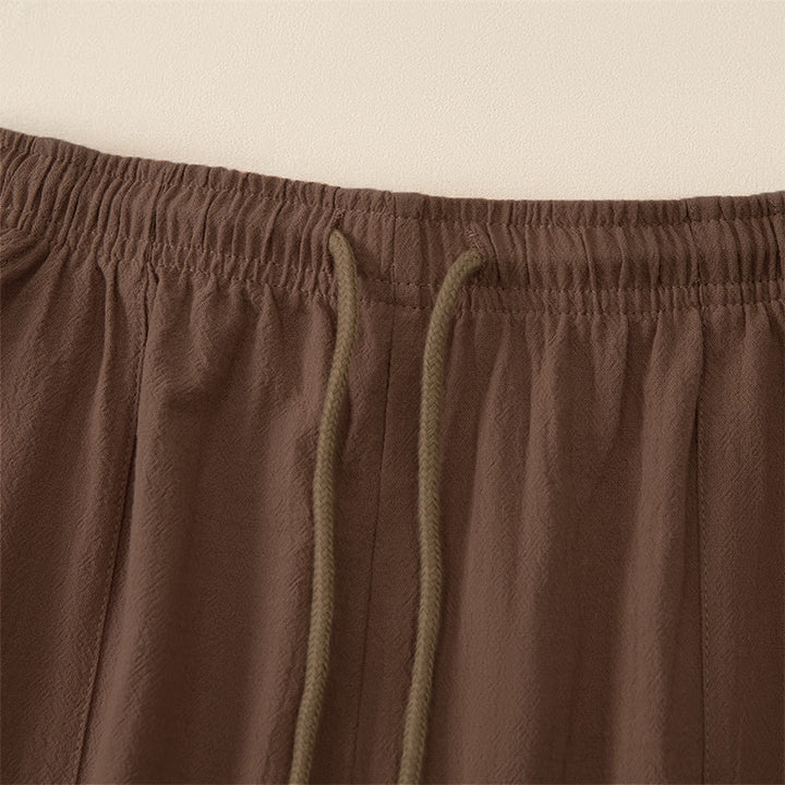 Buddha Stones Pantalon Capri d'été décontracté à cordon de serrage, coupe droite, avec poches, pour homme - image 2