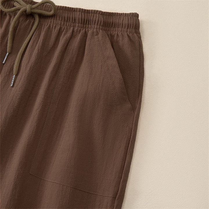Buddha Stones Pantalon Capri d'été décontracté à cordon de serrage, coupe droite, avec poches, pour homme - image 4