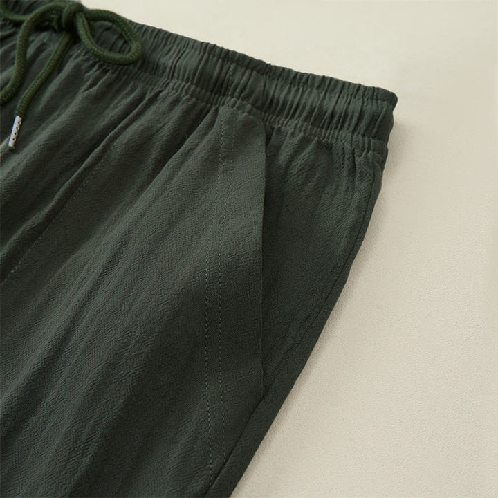 Buddha Stones Pantalon Capri d'été décontracté à cordon de serrage, coupe droite, avec poches, pour homme - image 11