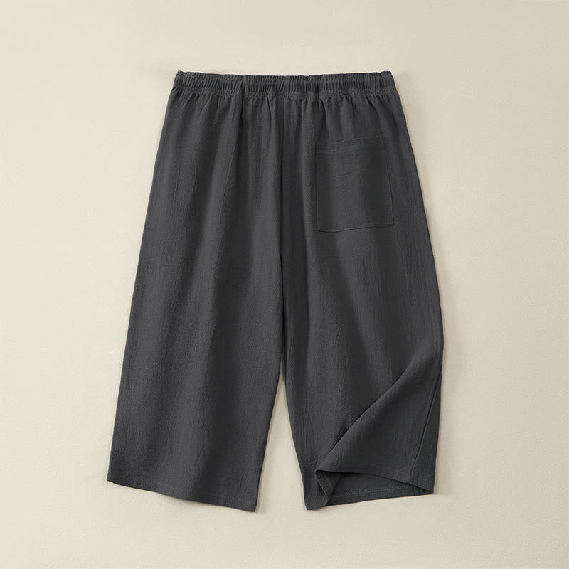 Buddha Stones Pantalon Capri d'été décontracté à cordon de serrage, coupe droite, avec poches, pour homme - image 16