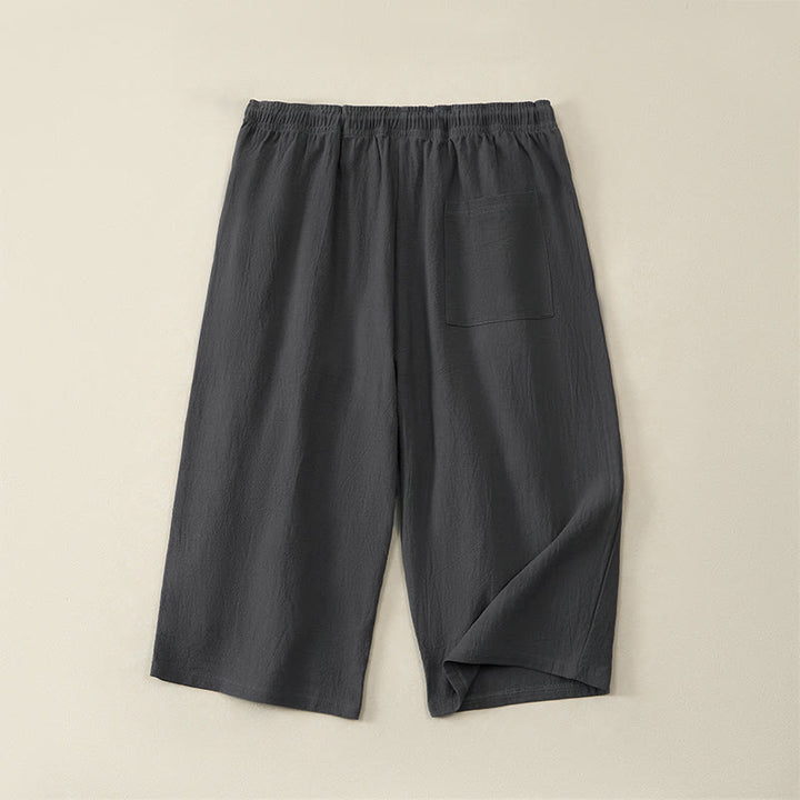 Buddha Stones Pantalon Capri d'été décontracté à cordon de serrage, coupe droite, avec poches, pour homme - image 16