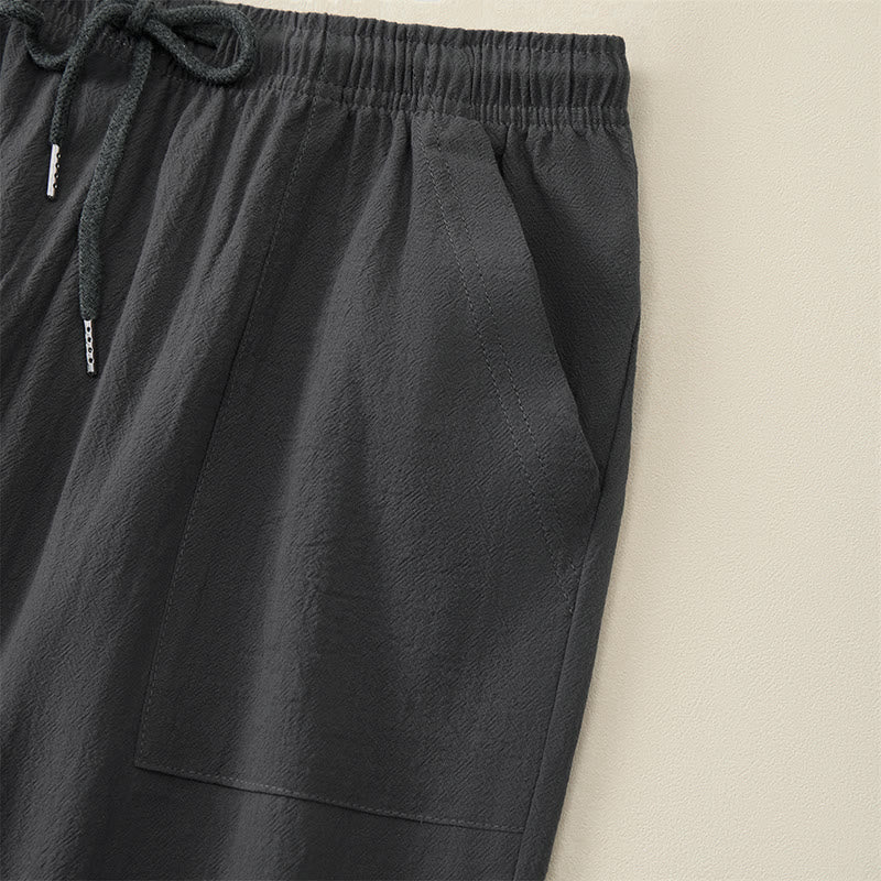 Buddha Stones Pantalon Capri d'été décontracté à cordon de serrage, coupe droite, avec poches, pour homme - image 19