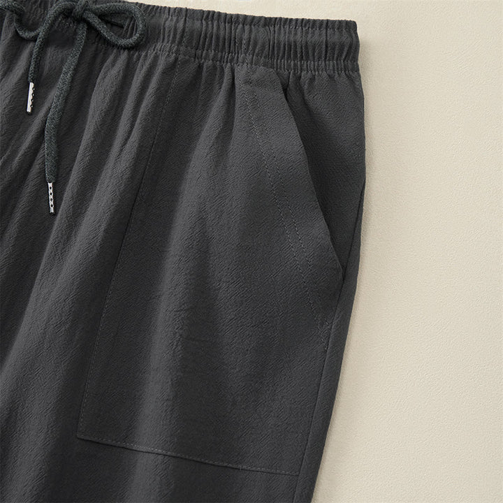 Buddha Stones Pantalon Capri d'été décontracté à cordon de serrage, coupe droite, avec poches, pour homme - image 19